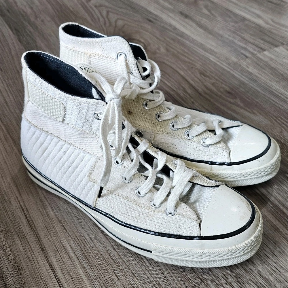 Converse Shoes Size 8.5 Womens Cream Patchwork Canvas Chuck Taylor High Top